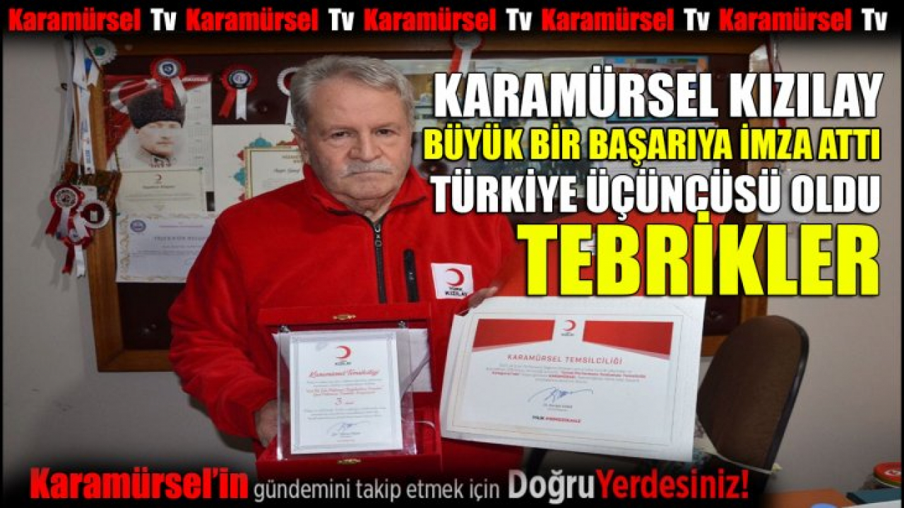 Karamürsel Kızılay Türkiye üçüncüsü oldu